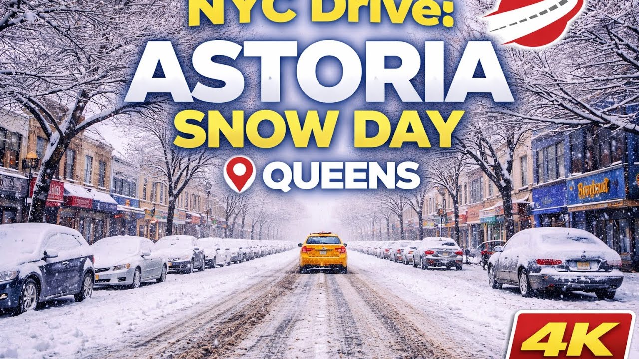 Driving Downtown - First Snow of 2016/2017 - Elmhurst to Long Island City - New York City NY USA