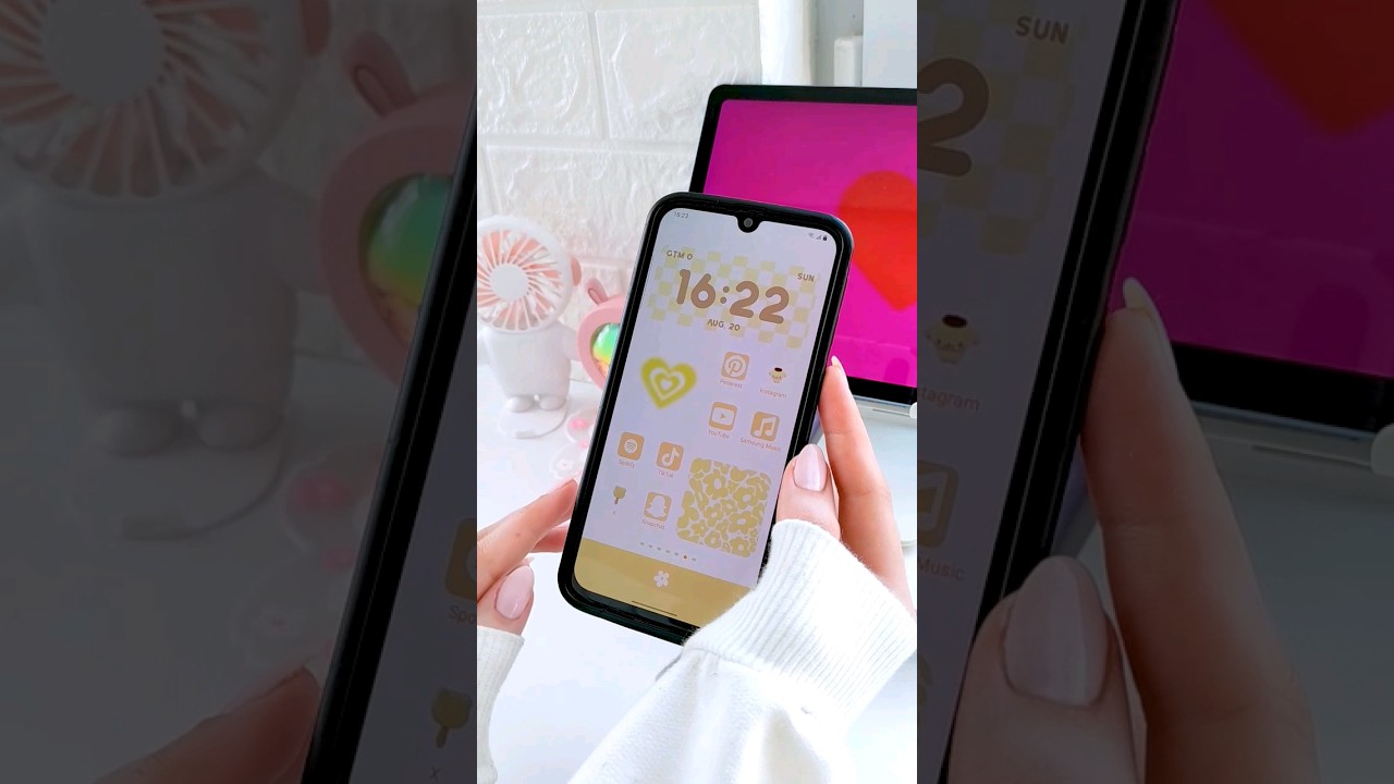 make your homescreen aesthetic ✨ pastel yellow theme ♡ samsung galaxy  