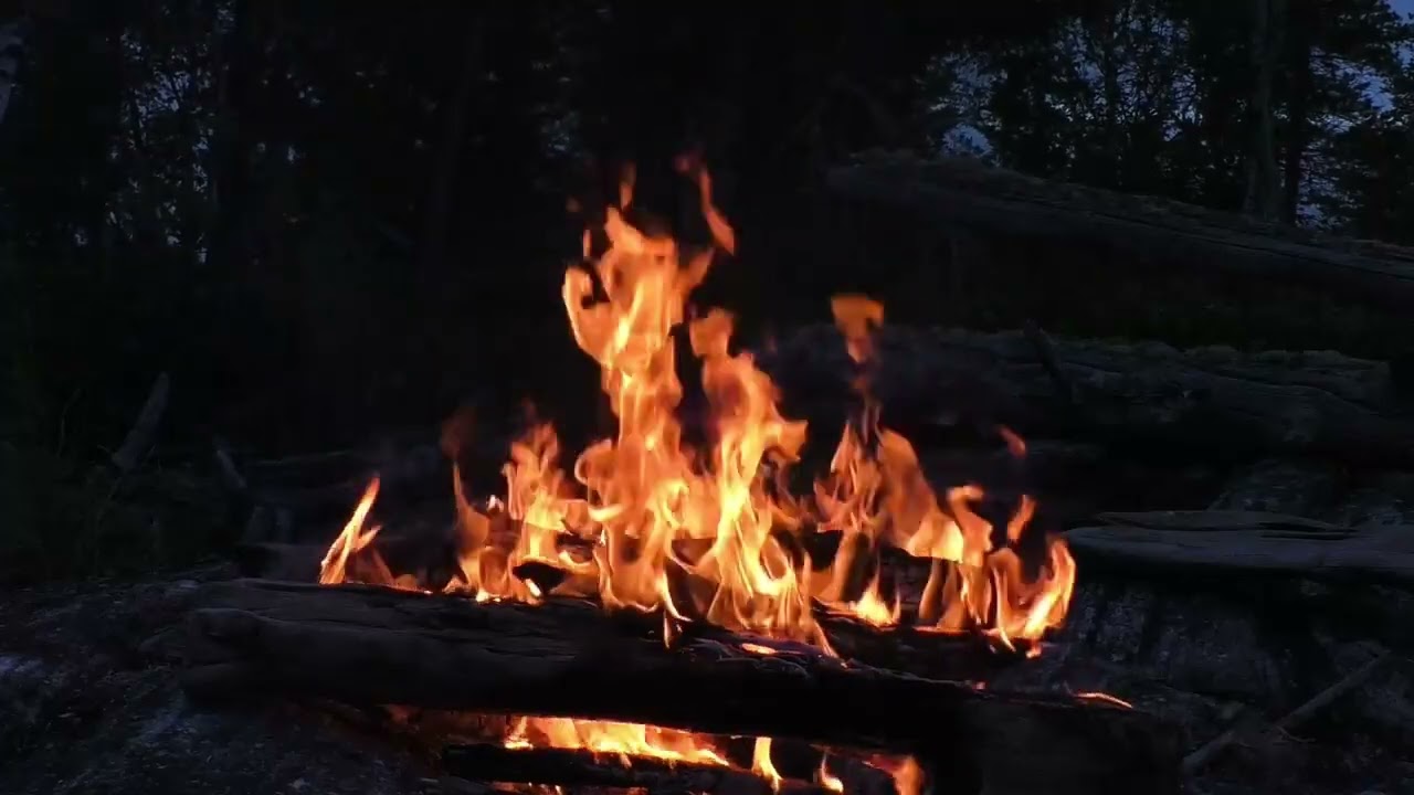 Camping campfire for sleeping with the sound of embers Full HD 4K 
