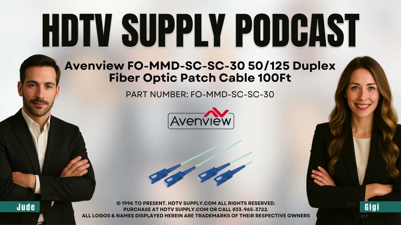 Avenview FO-MMD-SC-SC-30 50/125 Duplex Fiber Optic Patch Cable 100Ft