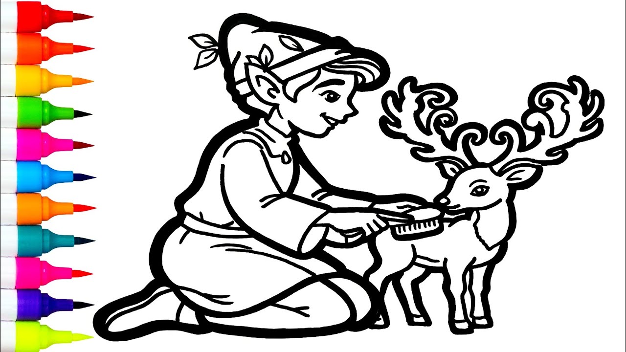 Как нарисовать оленя к Рождеству 🎄🦌 | Простой урок рисования рождественского оленя