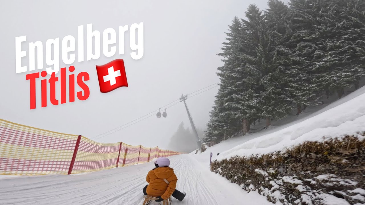 (The GENTLE) Sledding in Engelberg, Titlis Switzerland 🇨🇭(foggy day)