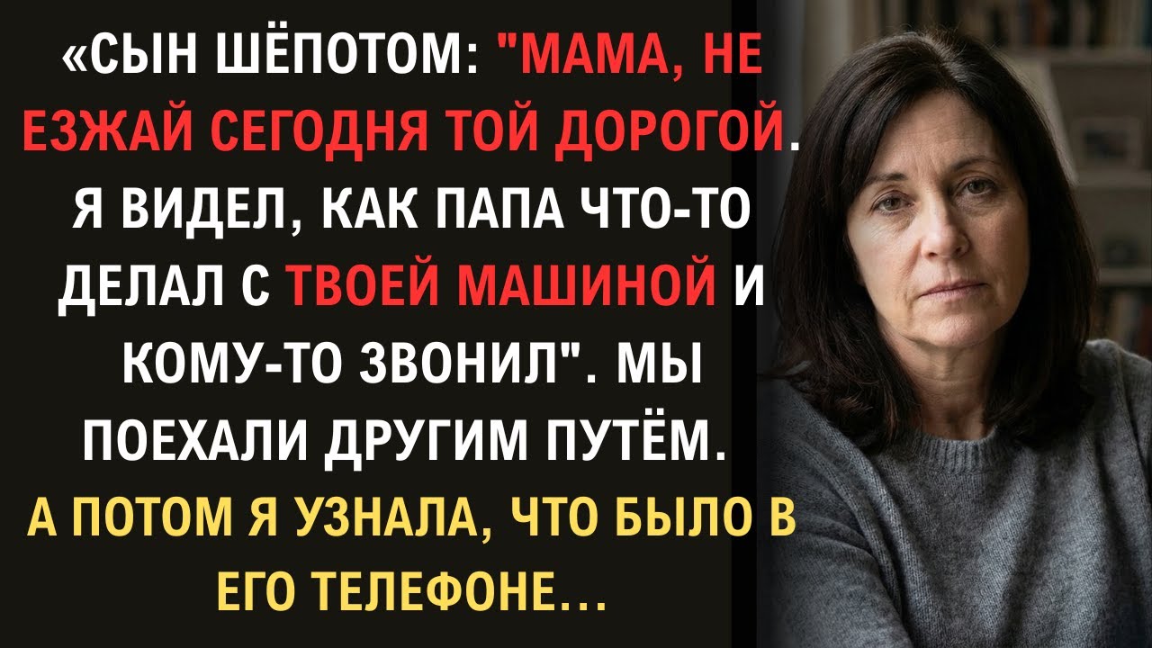 «Не езжай той дорогой, — шепнул сын. — Папа что-то делал с машиной». Я проверила телефон и онемела…