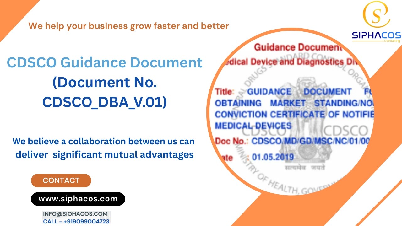 #272 SIPHACOS CDSCO Guidance Document Document No  CDSCO DBA V 01