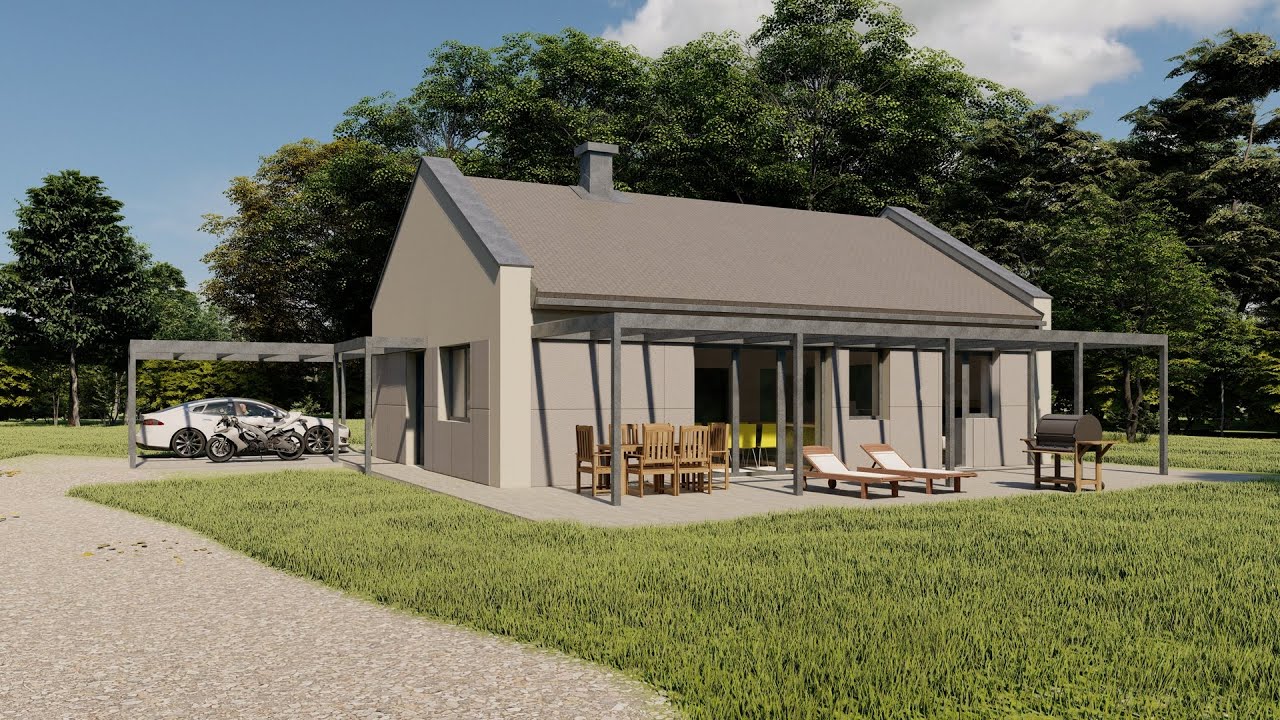Project of a single family residential house. Presentation - visualization of the house