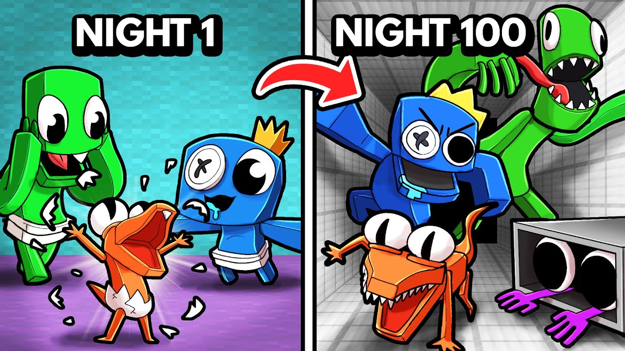 100 DAYS Survival as RAINBOW FRIENDS! (Minecraft)