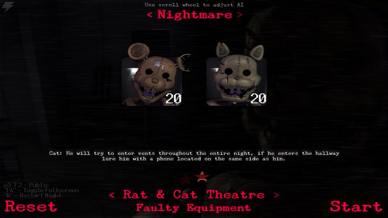 FNaC 2 Custom Night - Rat & Cat Theatre + Faulty Equipment Complete