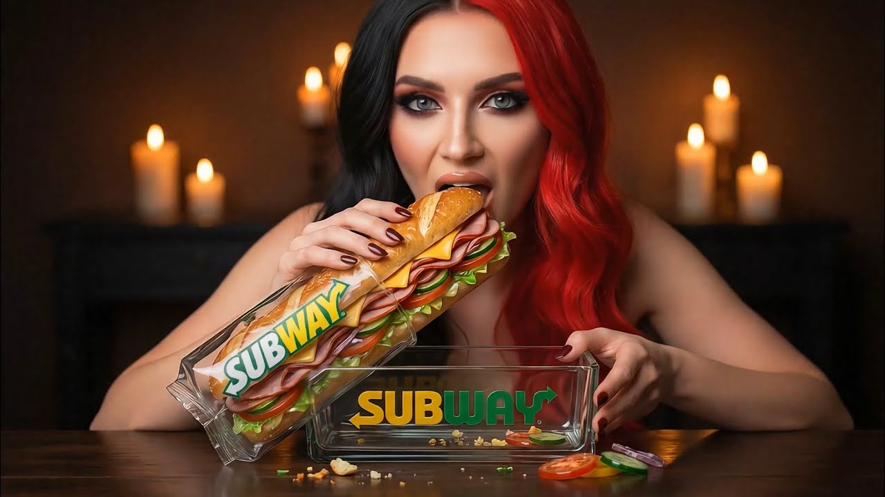 Which Glass Food Would She Eat First? 🍔✨ AI ASMR Eating (Subway, McDonald’s, Starbucks & More!)