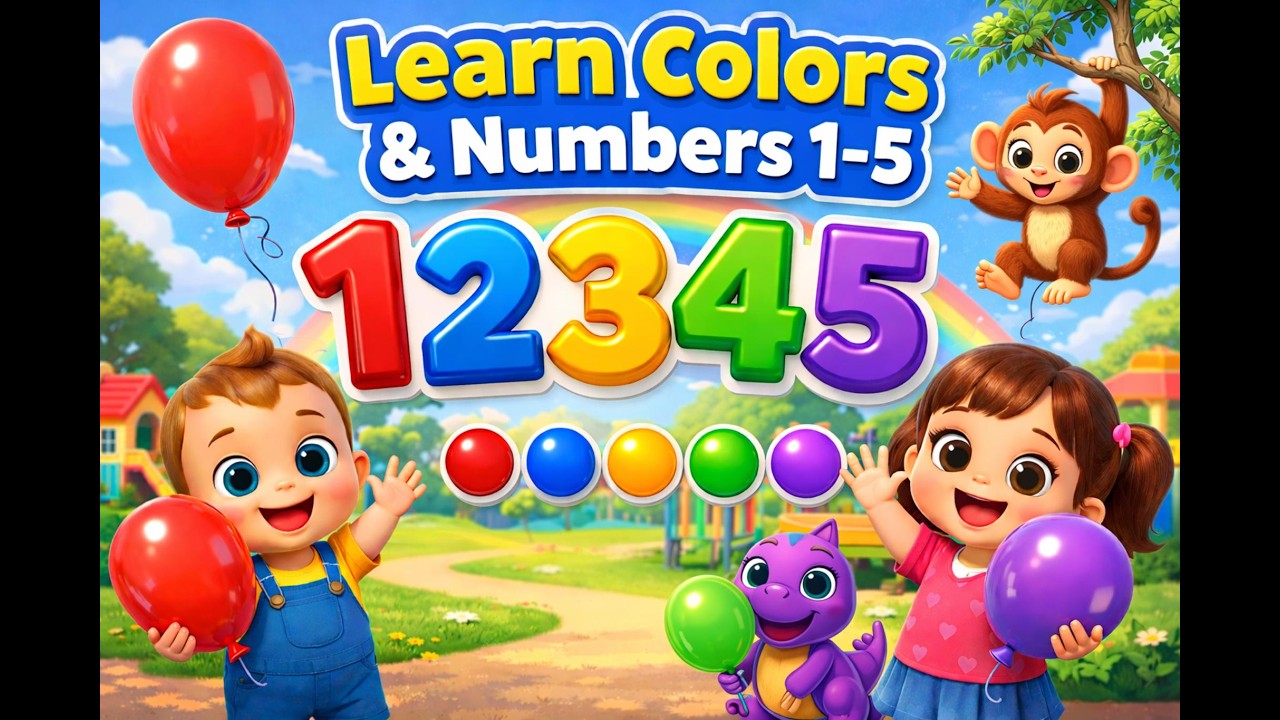 Colors and Numbers for Kids | Count 1 to 5 🎨