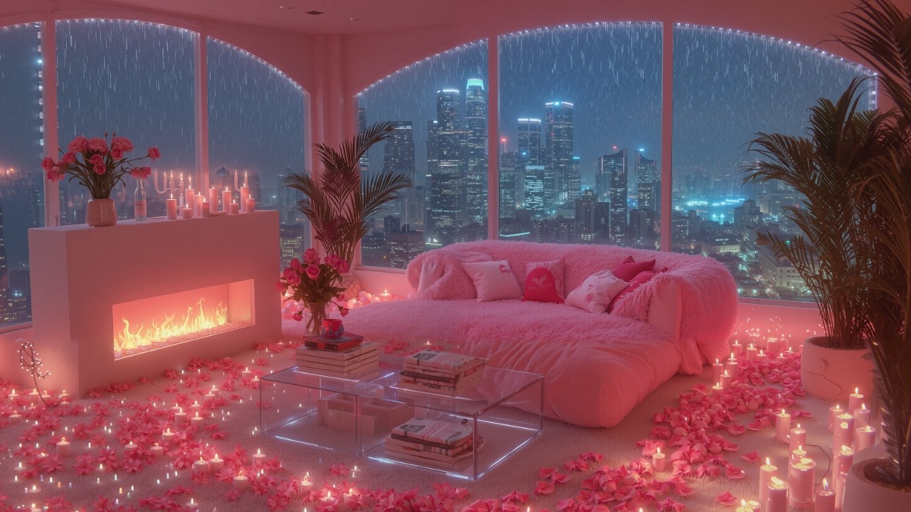 Midnight Rain in the City 🌙 Smooth R&B Soul, Fireplace Ambience & Romantic Chill Vibes