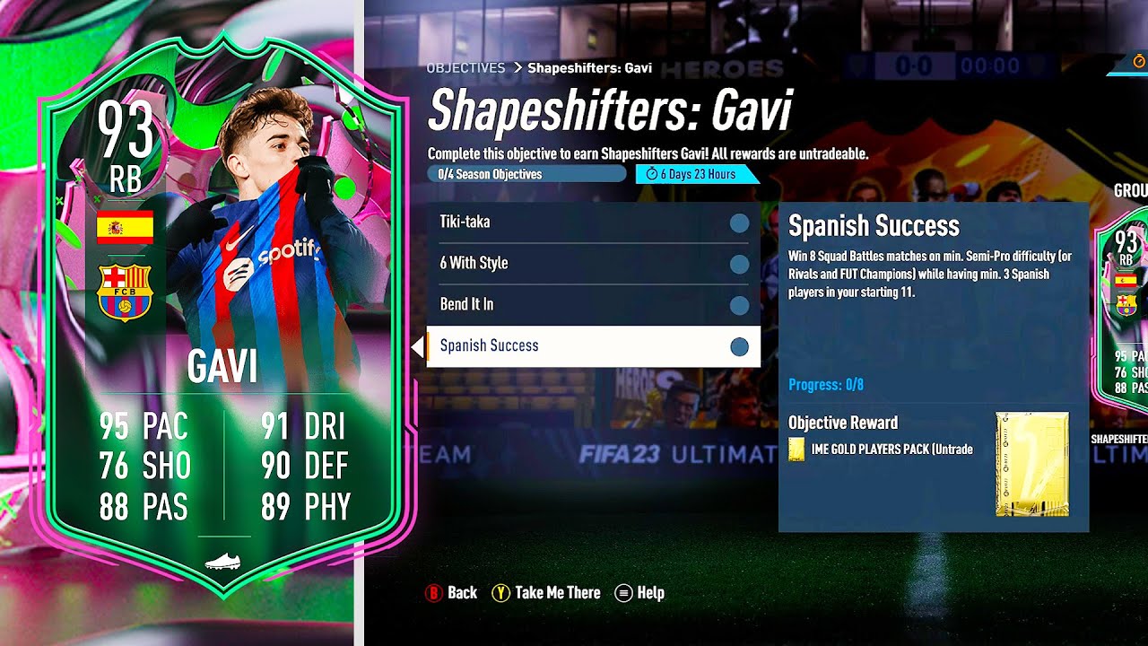 How to Complete Shapeshifters Gavi Objectives Fast 🔥 Fifa 23 Ultimate Team