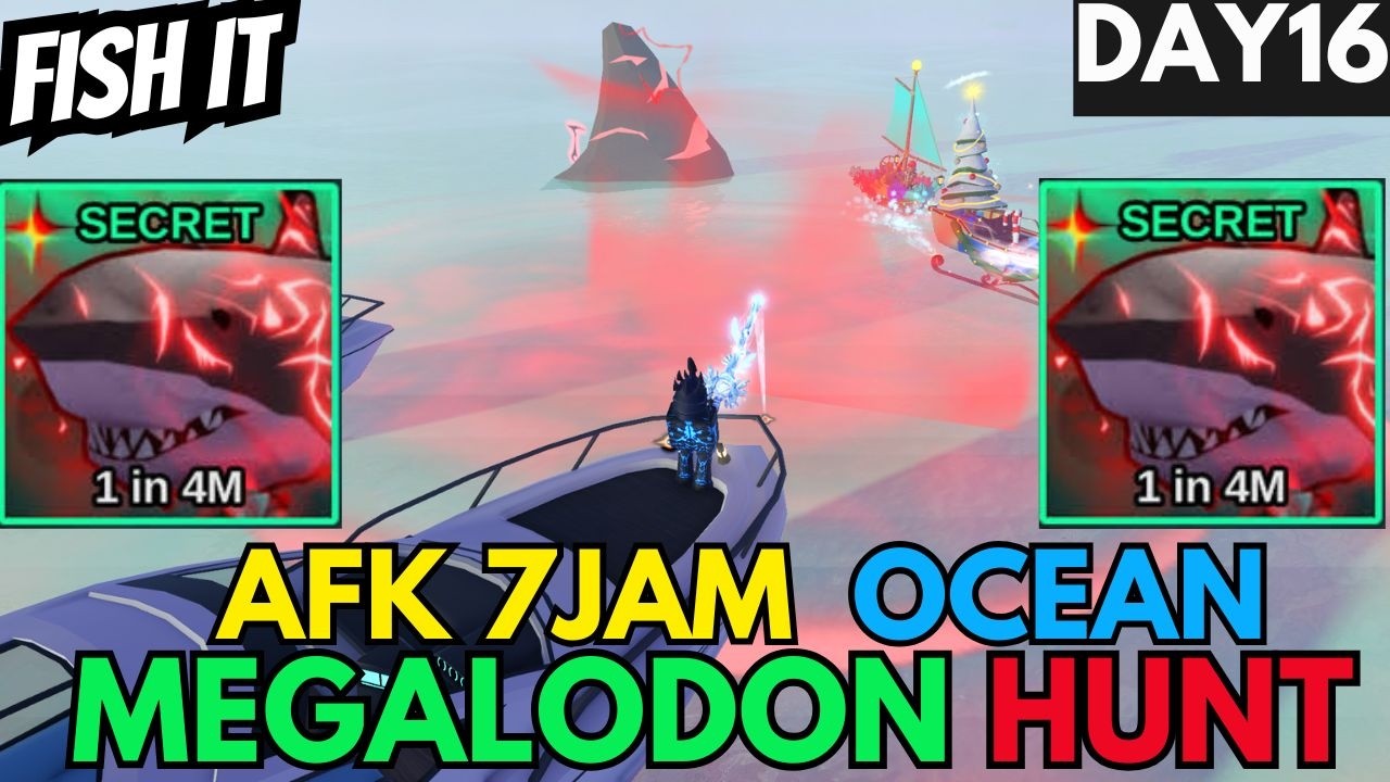DAY16 AFK 7 JAM OCEAN IKAN HIU MAKAN TOMAT MEGALODON BELUM TAMAT! - Fish it