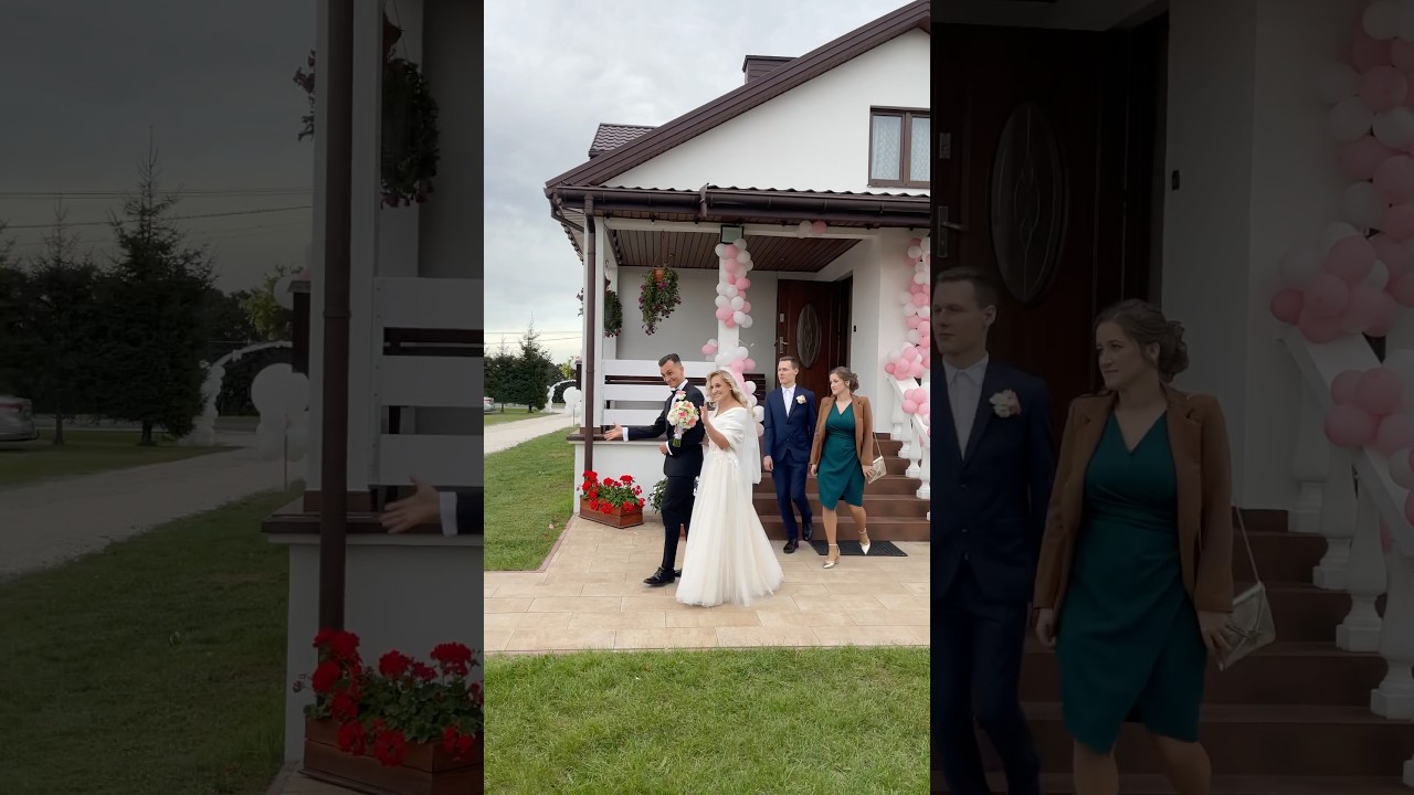 Wyjście pary młodej z domu panny młodej