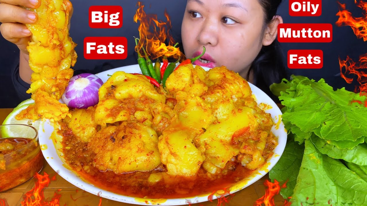 BIG OILY SPICY MUTTON FAT CURRY WITH RICE MUKBANG | ASMR | BIG BITES