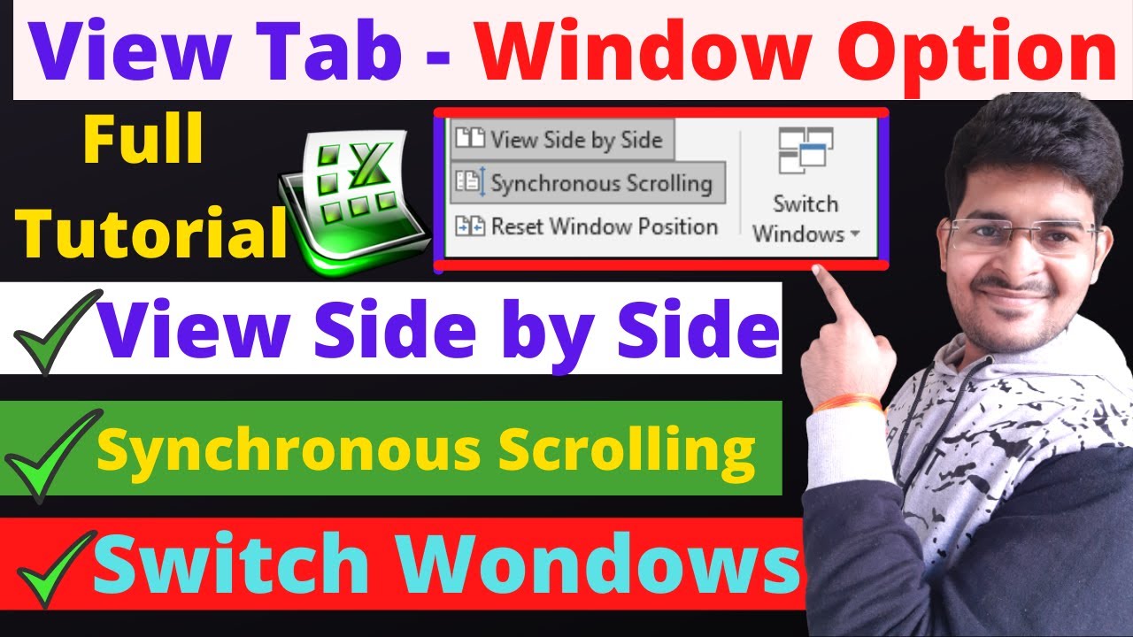 View Side By Side In Excel - Synchronous Scrolling In Excel - Reset Window Position In Excel