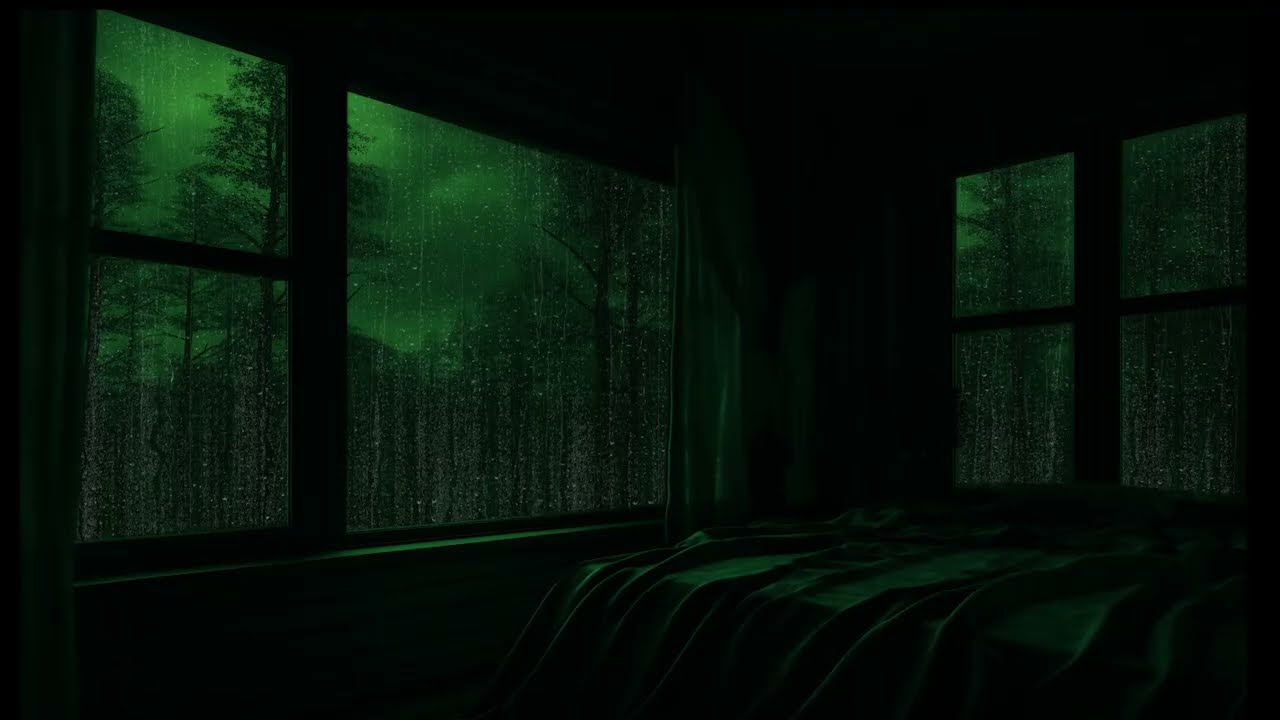 Sleep Instantly with Heavy Rain on Glass – Dark Forest Ambience and Soft Relaxing Music