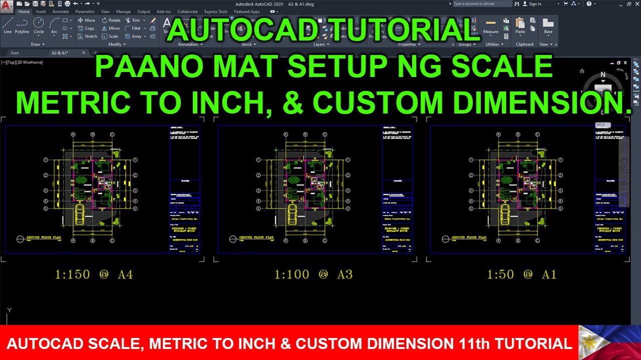 AUTOCAD SCALE, METRIC TO INCH & CUSTOM DIMENSION 11th TUTORIAL PART-2