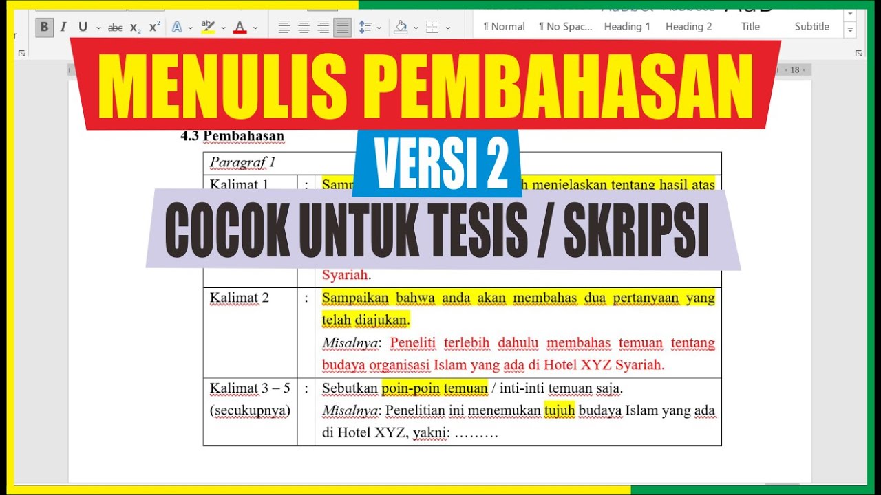 MENYUSUN ISI PEMBAHASAN PENELITIAN TESIS / SKRIPSI / DISKUSI ARTIKEL ILMIAH