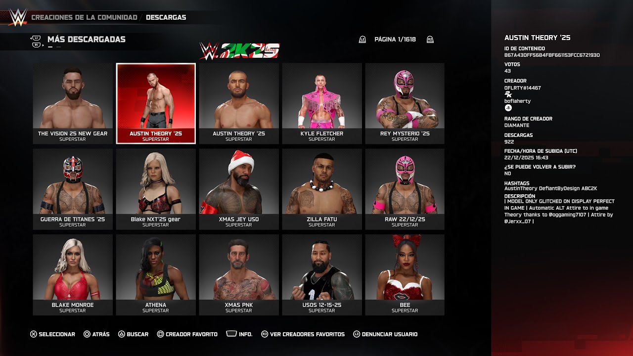 WWE 2K25: COMMUNITY CREATIONS (DAY 287- 294) (18th Dec- 25th Dec) | CREACIONES DE LA COMUNIDAD