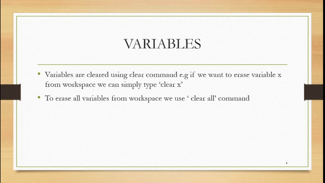 VARIABLES IN MATLAB