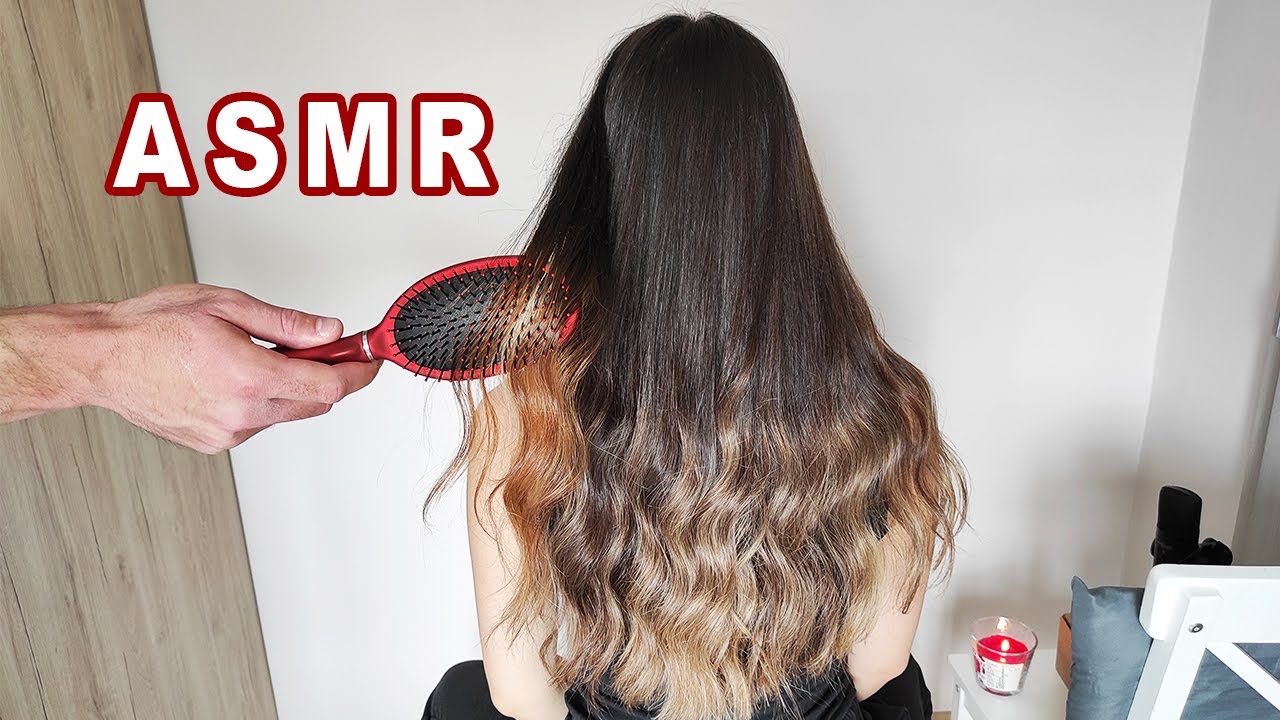 ASMR with my husband ~ Gentle Hair Brushing & Hair Play & Ponytail Brushing ~ Massage ~ No Talking