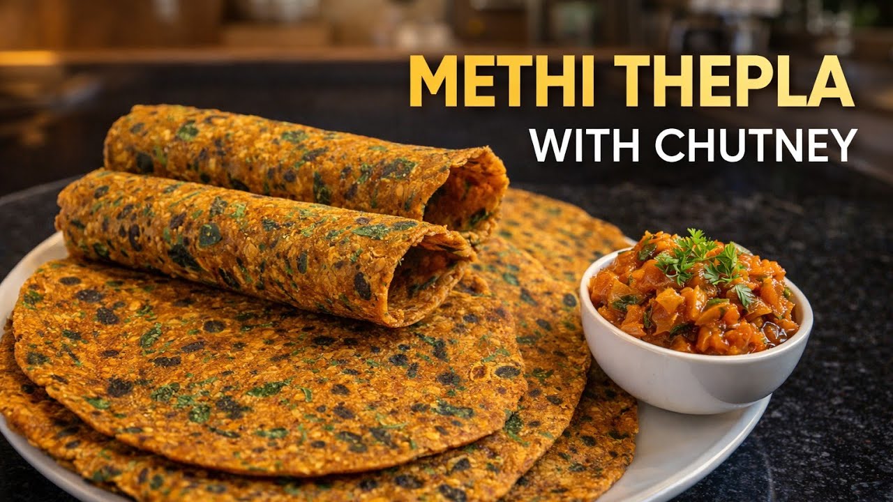 हेल्दी मेथी थेपला की आसान रेसिपी | Soft Methi Thepla with Onion Tomato Chutney | Lunch Box Special