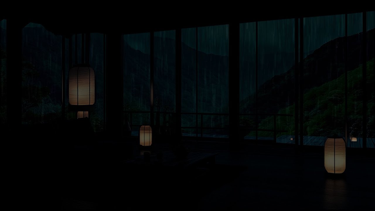 Zen Mountain Retreat: Rainy Night & Warm Lanterns | Stress Relief Ambience