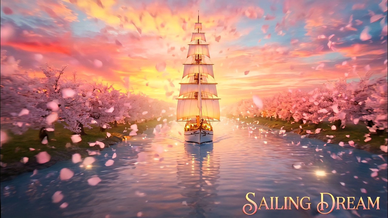 Into the Mystic Waters: From Luminous Sunset to Cherry blossom : A Visual Masterpiece 4K #sailing