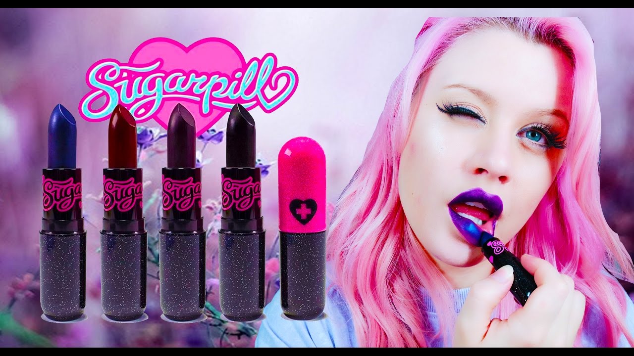 SUGARPILL unboxing/try on Goth lipsticks