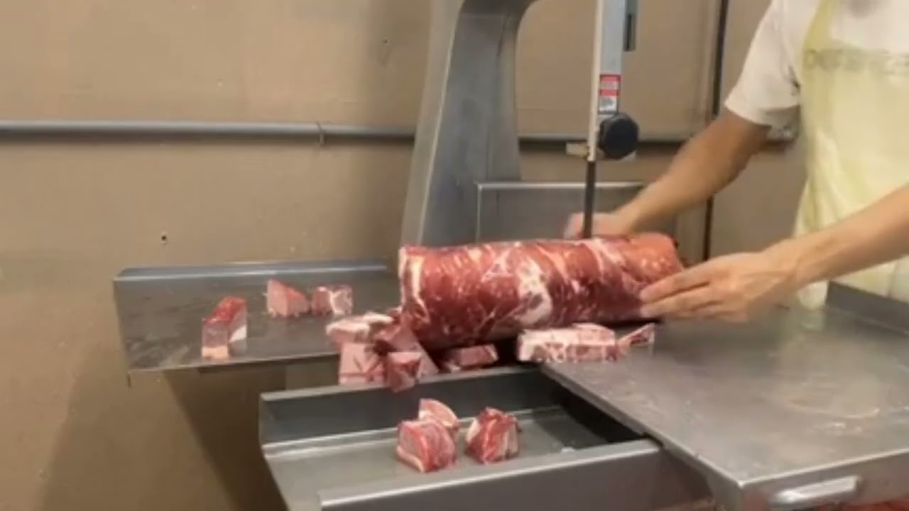 Cubes cutting tricks _ meat cubes cutting 