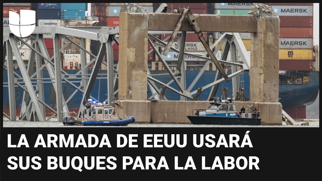 Así removerán los escombros del puente que colapsó en Baltimore tras choque de un carguero