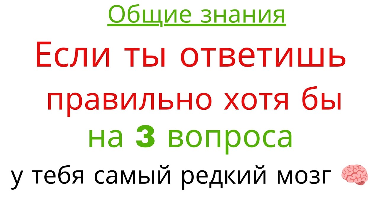 Если ты ответишь правильно хотя бы на 3 вопроса, у тебя самый редкий мозг 🧠🔥