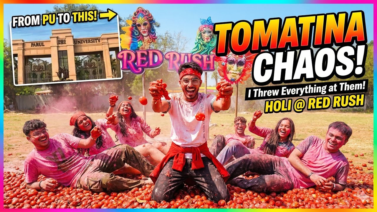 Tomatina Holi Fest | First time in Vadodara | #holi #tomato #enjoy #paruluniversity 