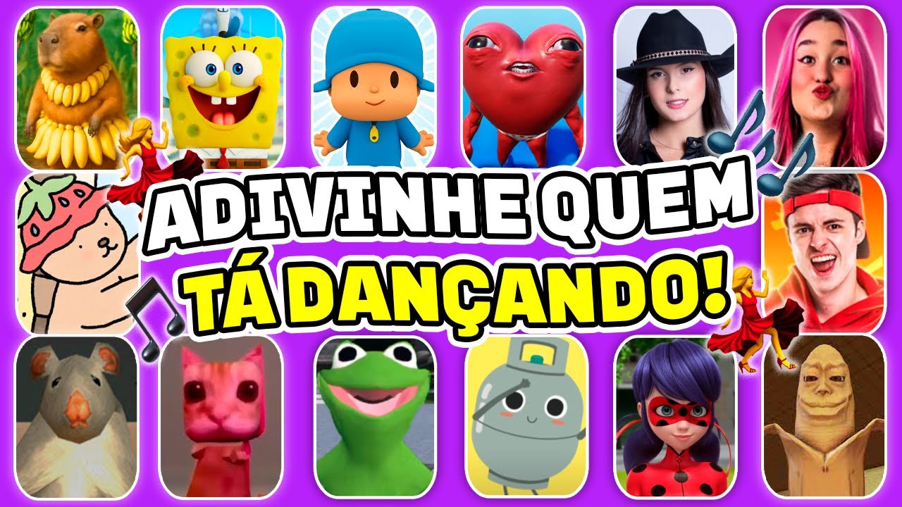 ADIVINHE QUEM TÁ DANÇANDO!💃🎵 Bob Esponja, Pocoyo, Ay Mi Gatito Miau Miau, Ana Castela, Não Choraxx