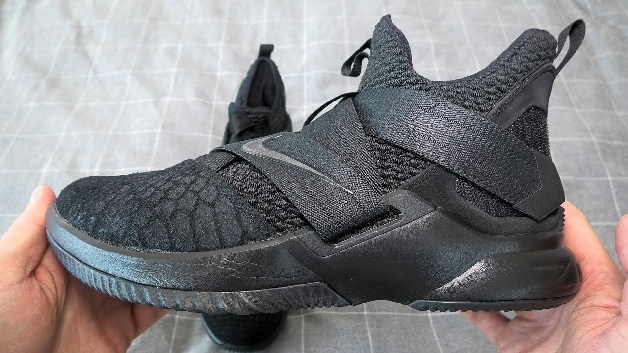 Nike Lebron Soldier 12 Triple Black Basketball Shoes. Up-Close Silent Review And On Feet Demo.