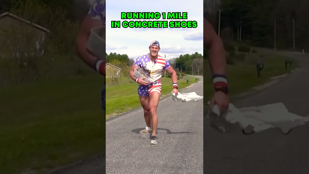 Running 1 Mile in Concrete Shoes! #running #fitness #sports