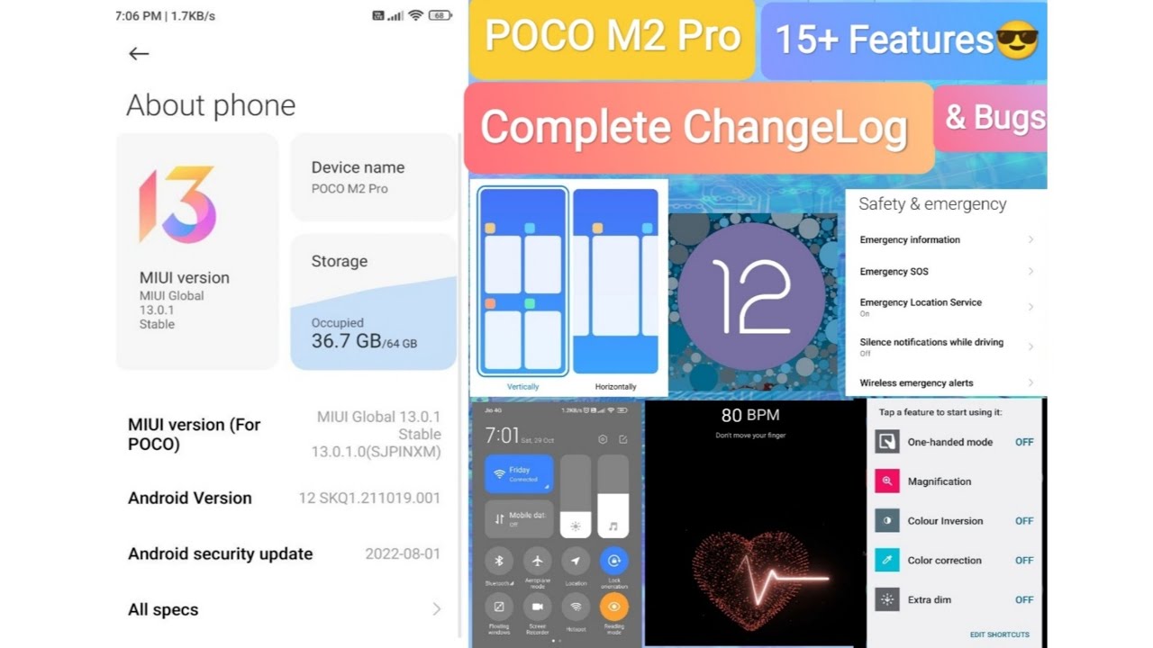 Poco M2 Pro MIUI 13 Android 12 Complete changelogs | 15+ features and bugs