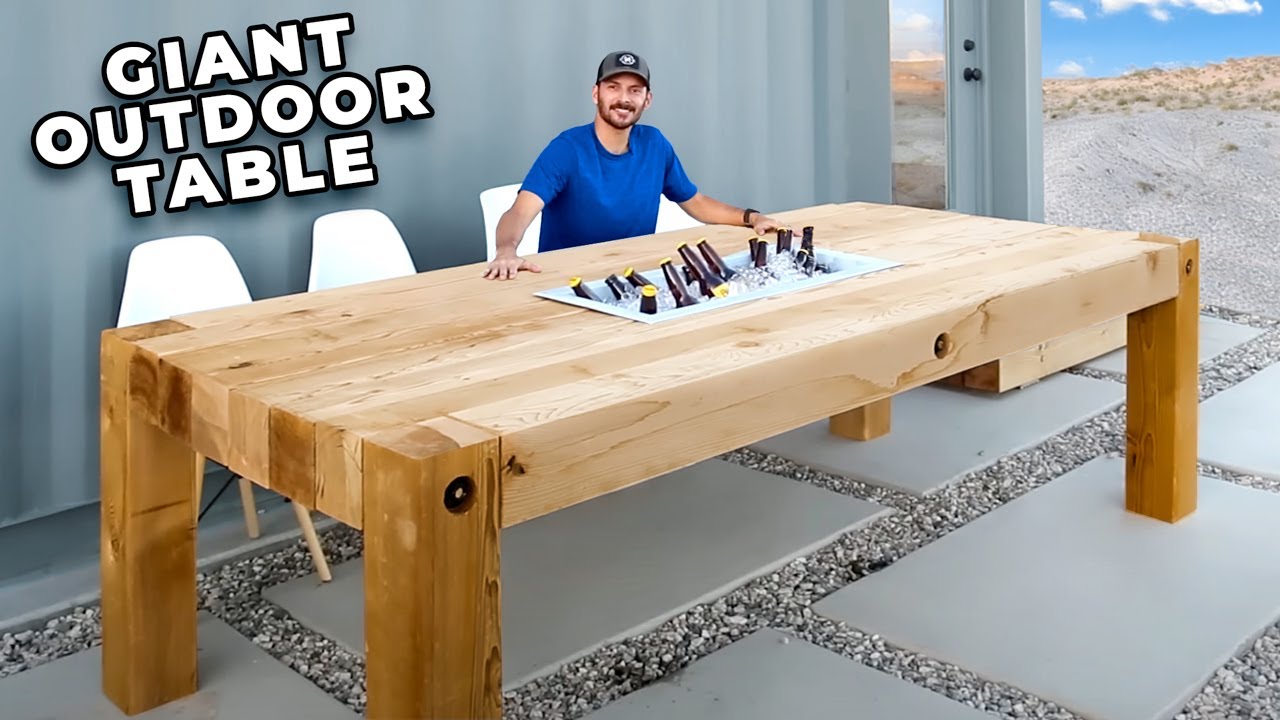 Build a Giant Outdoor Dining Table w/ Drink Cooler