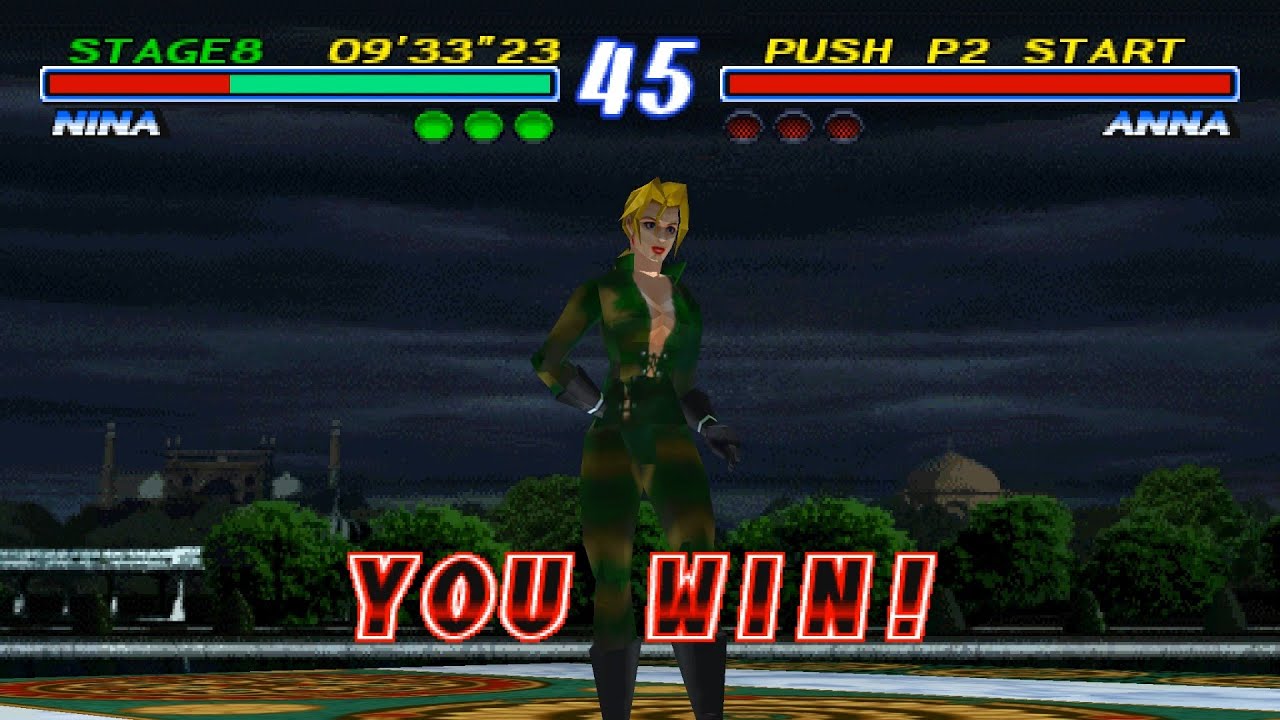 Tekken 2 [DUCKSTATION]: Nina Williams - 3rd Arcade Playthrough - 2P Outfit