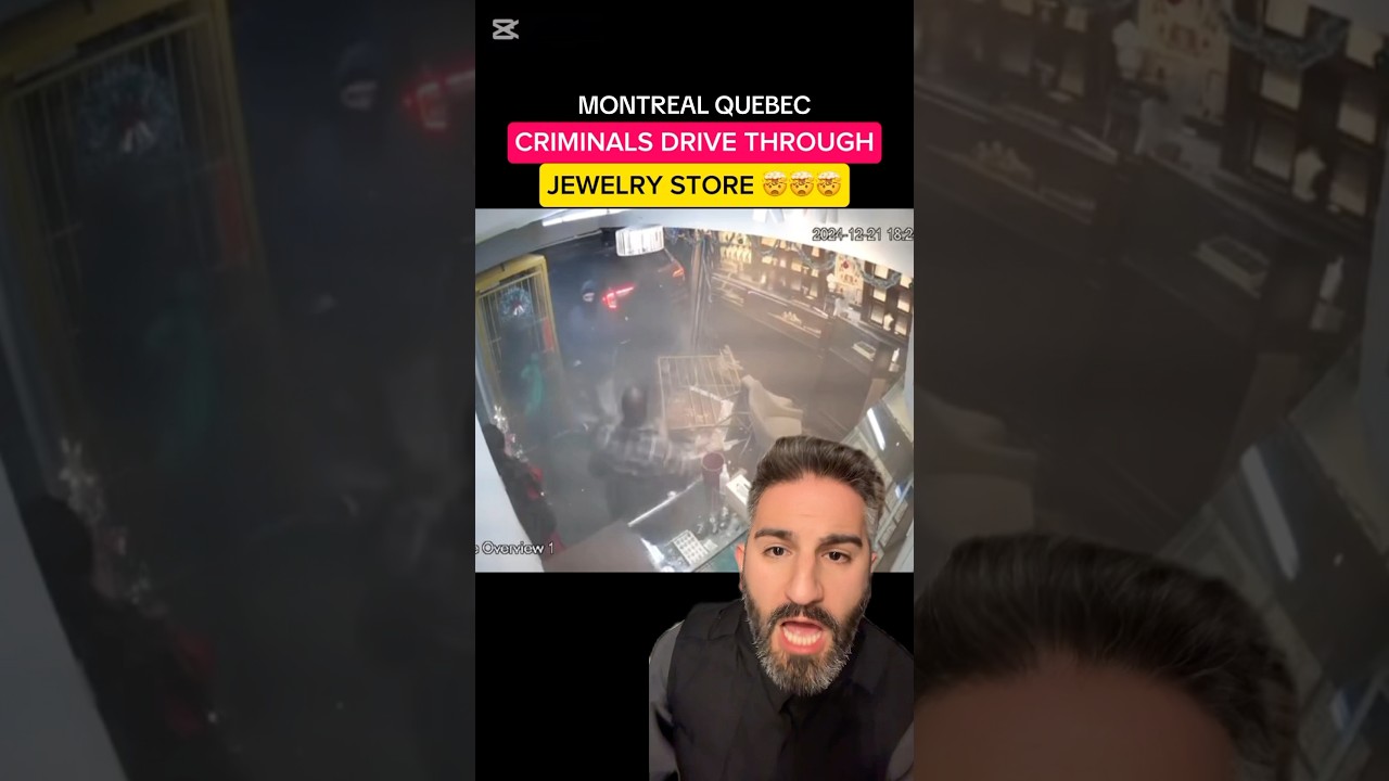 Criminals drive into a jewelry store in Montreal as owner defends his business. 