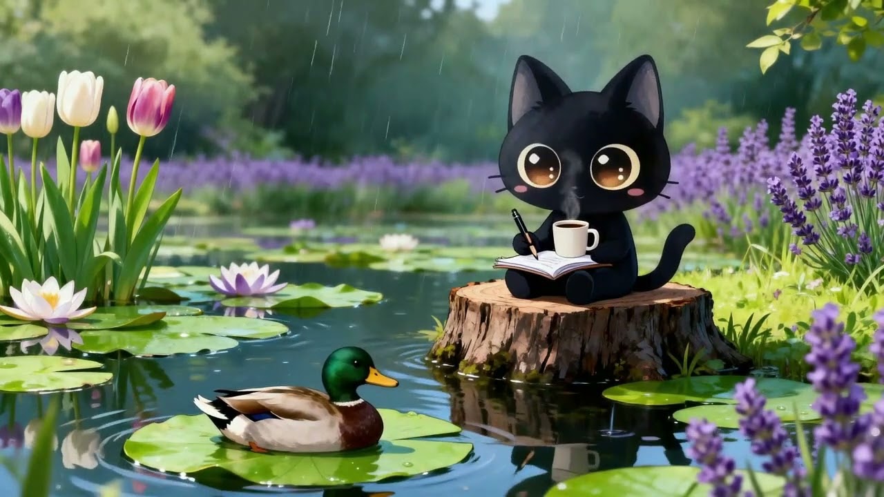 🌸 Lo-fi Hip-Hop | Cozy Momo's Rainy Study Session