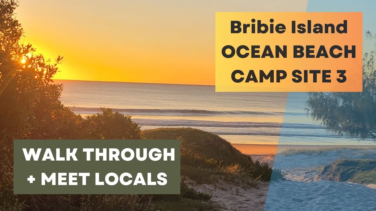 Bribie Island Ocean Beach solo camp, walkthrough tent site 3 and meet locals