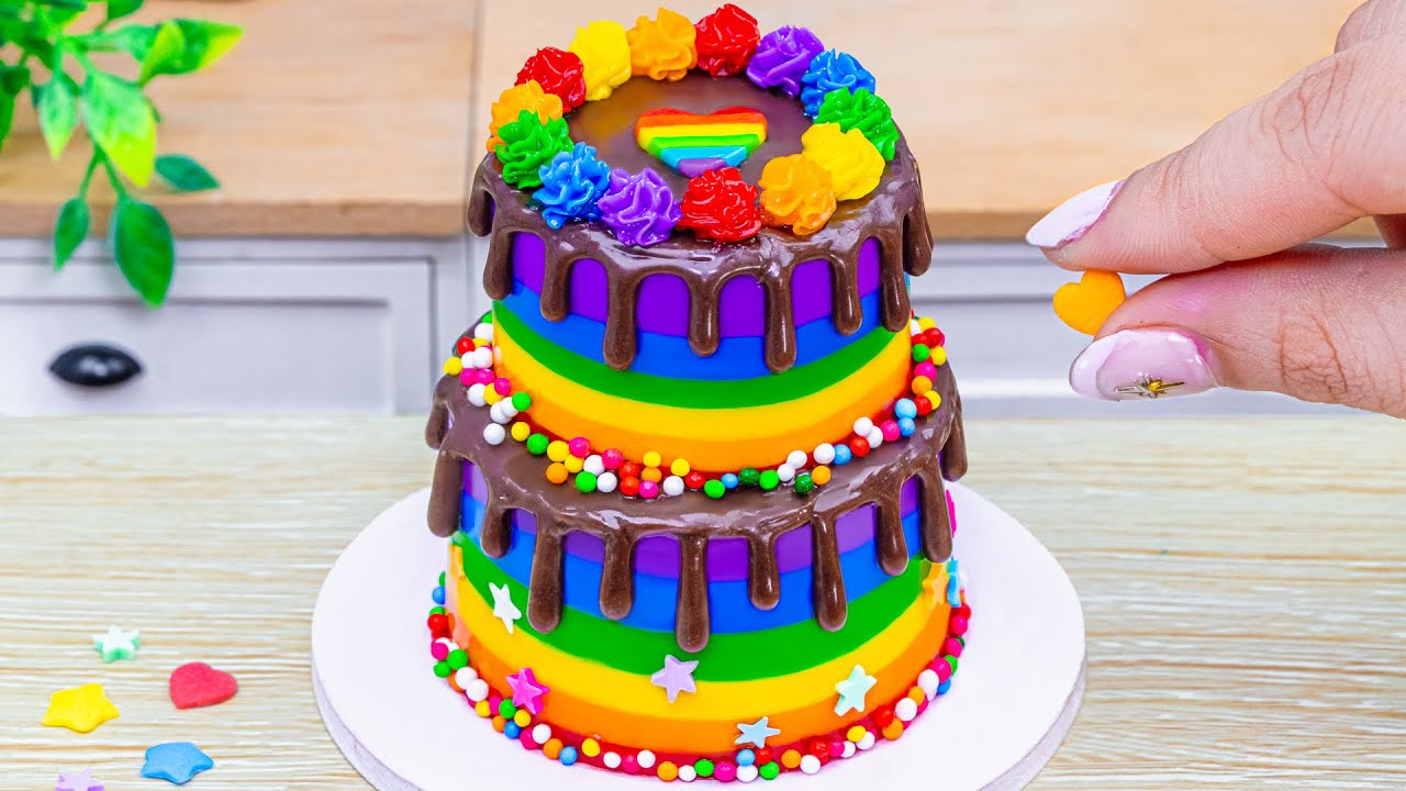 Incredible Mini Rainbow Tiers Cake | Best of Satisfying Dessert Decorating | Wonder Cake