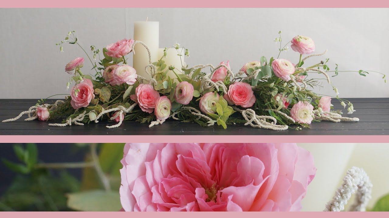 [꽃수업] 롱앤로우 센터피스, 테이블 센터피스, 단상 센터피스 / [Flower Lesson] Long & low centerpiece with candles