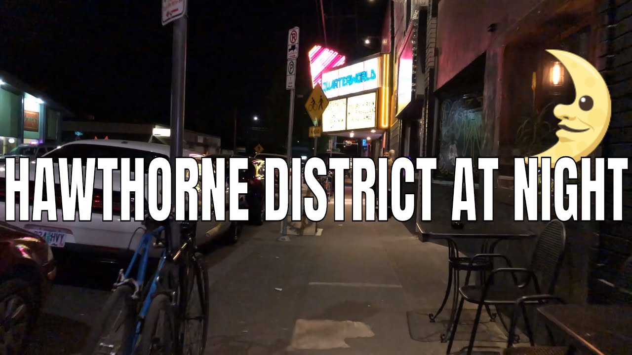 Hawthorne District at Night in Portland, Oregon 2019 | 4K 60ᶠᵖˢ | Virtual Walking Tour | City