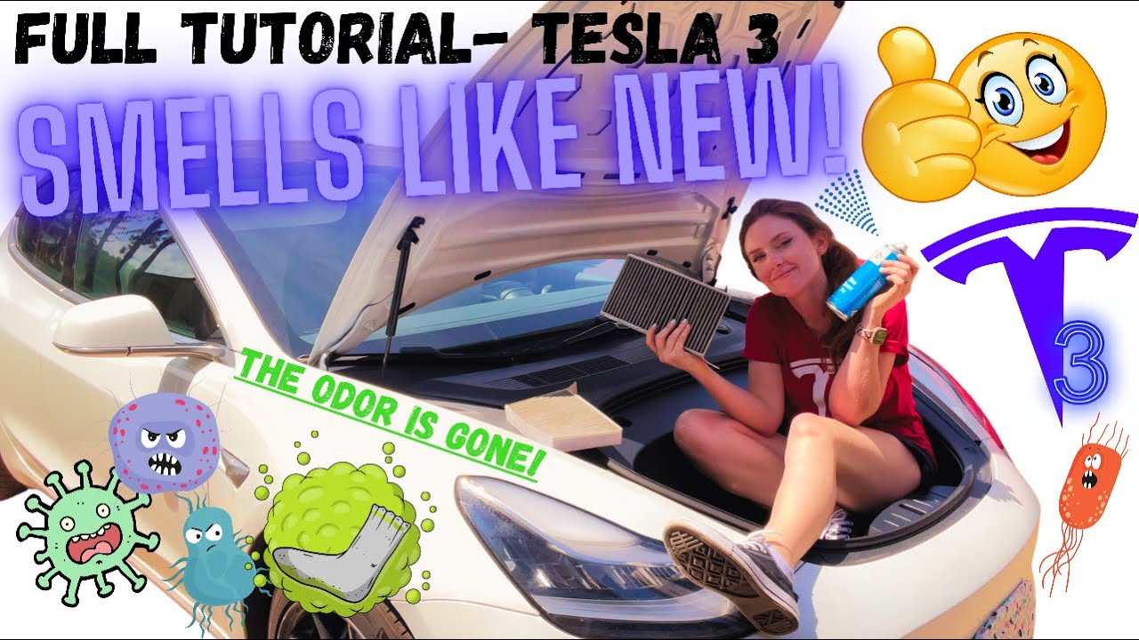 My TESLA Smells New Again! (FULL TUTORIAL/ Exploring HVAC System)