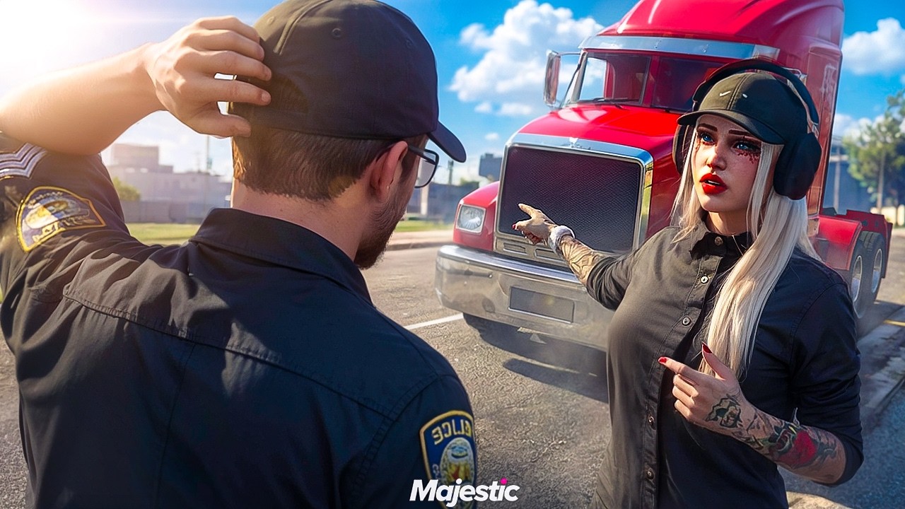 ПРИТВОРИЛАСЬ ДАЛЬНОБОЙЩИКОМ НА УГОНКЕ - ОБМАНЫВАЮ ГОСНИКОВ НА УГОНЕ в GTA5 MAJESTIC RP