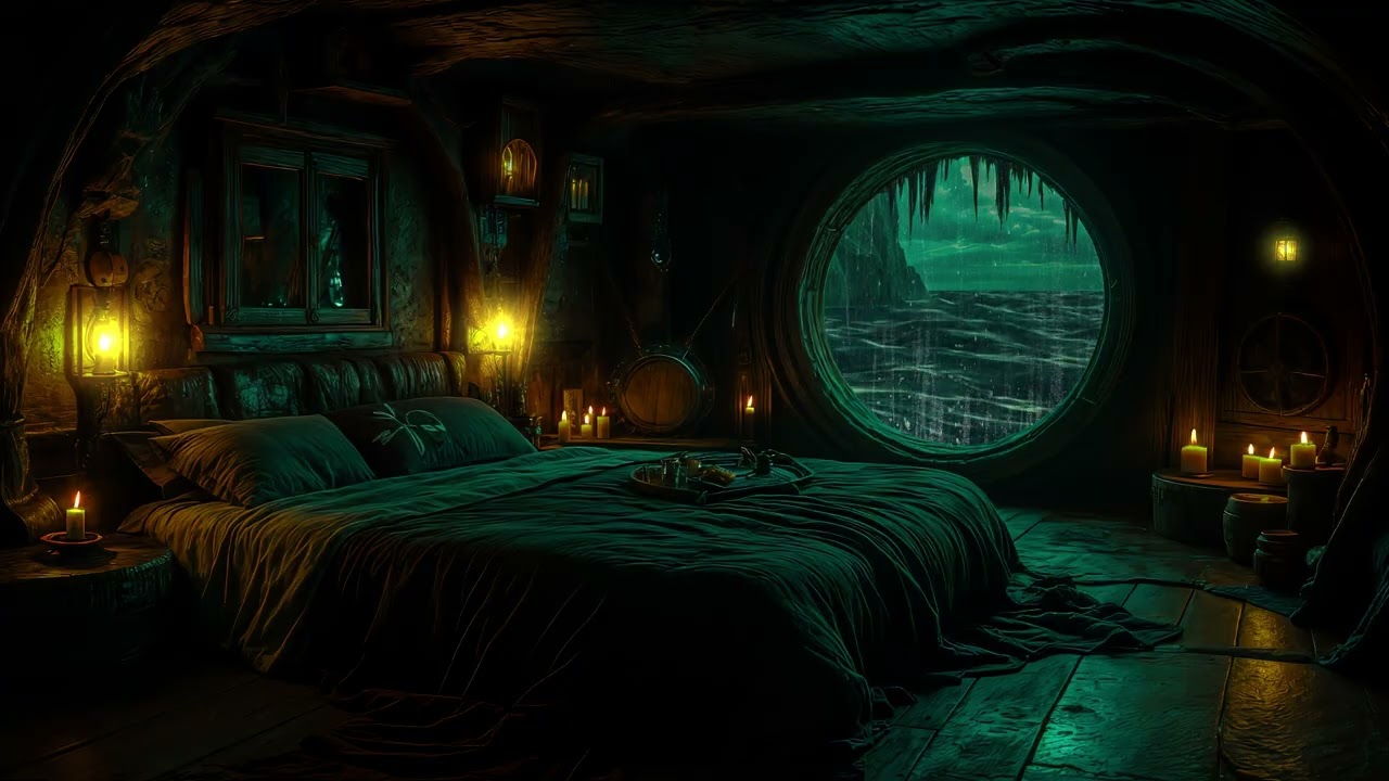 (No Ads) Endless Rain Beyond the Round Window 🌧️ | Cozy Cabin Night for Calm & Deep Sleep