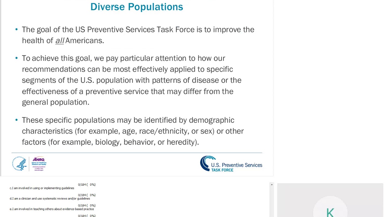 U.S. Preventive Services Task Force - Methods For Making Recommendations For Diverse Populations