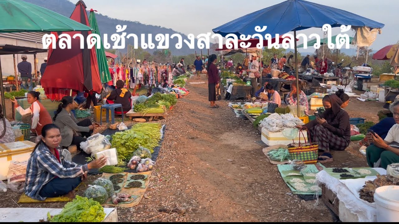 ตลาดเช้าแขวงสาละวันลาวใต้ เดินชมของขายบ้านๆหลายๆอย่าง